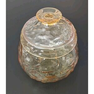 mid-century modern Bryce Rancho glass covered bowl yellow gold turn about